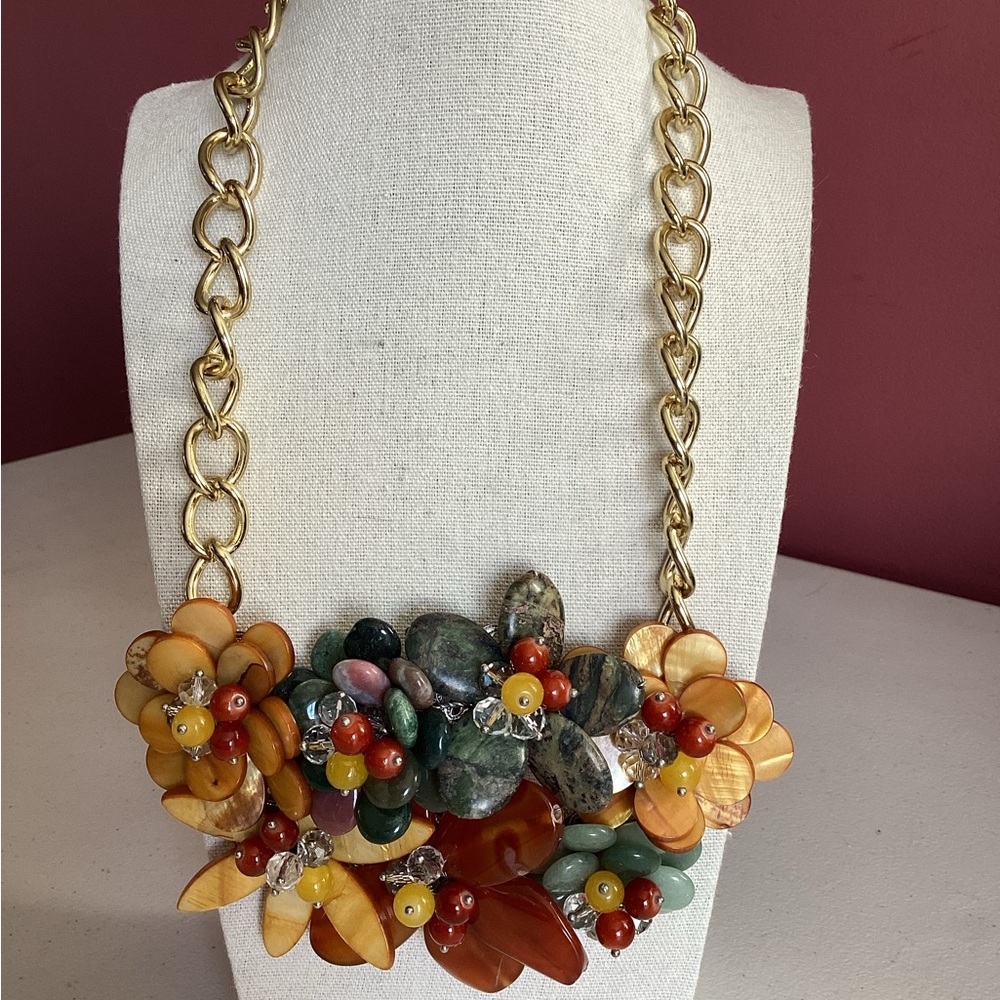 Bold floral / garden-inspired bib necklace